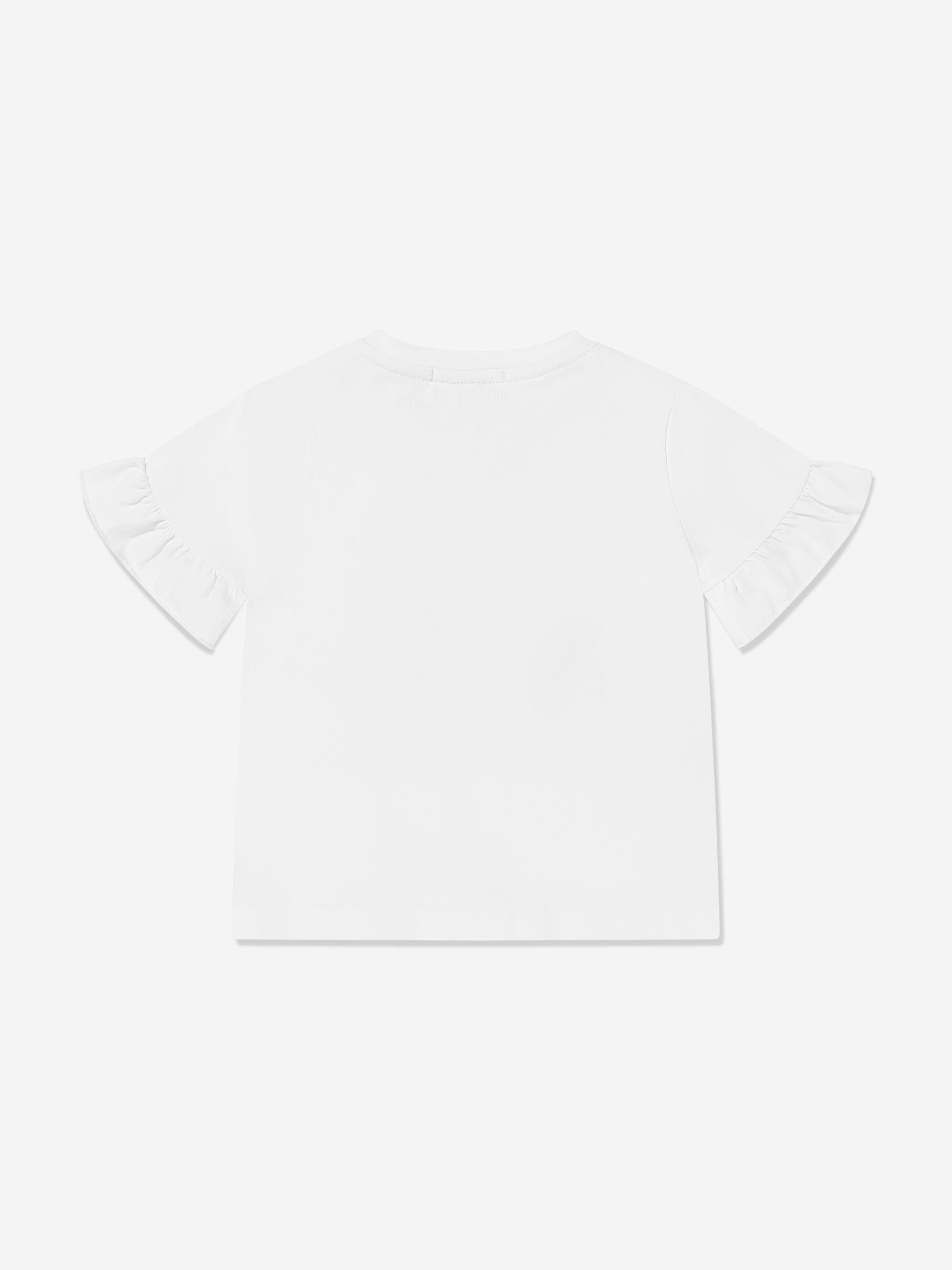 Baby Girls Embroidered Logo White T-Shirt | Cute Casual Outfit for Toddler Girls | Perfect for Playdates, Daycare & Family Photos
