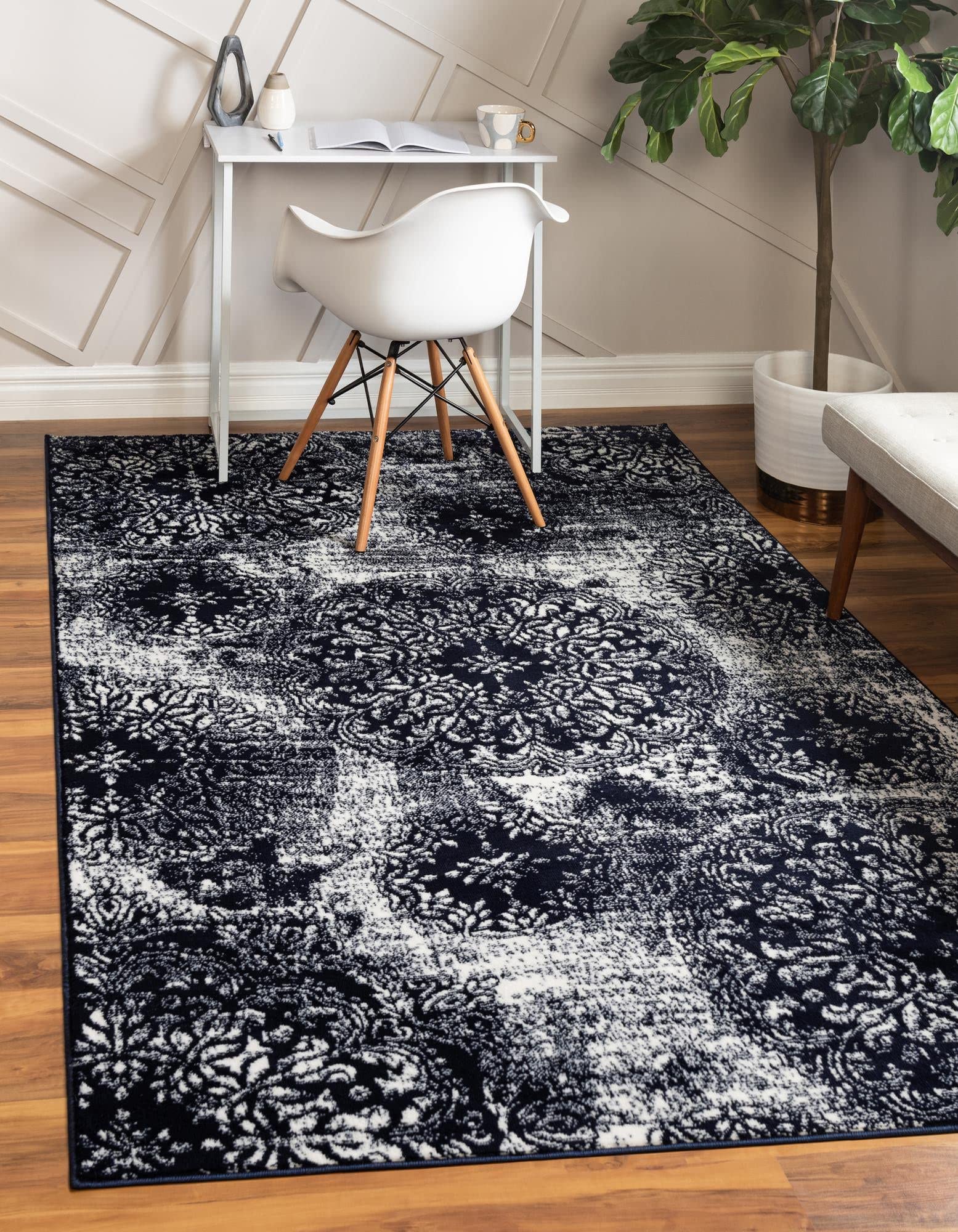 Premium 8' x 10' Navy Blue Area Rug - Monte Carlo Collection | Soft Medium Pile for Living Room, Dining Room & Open Floor Plans | Durable & Stylish Home Decor for Family Gatherings & Entertaining