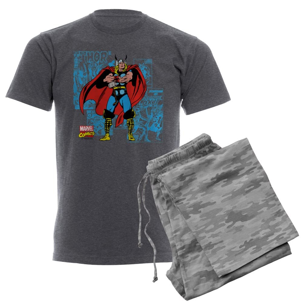 Marvel Comics Thor Men's Dark Pajama Set - Superhero Sleepwear for Fans - Perfect for Movie Nights & Comic Conventions