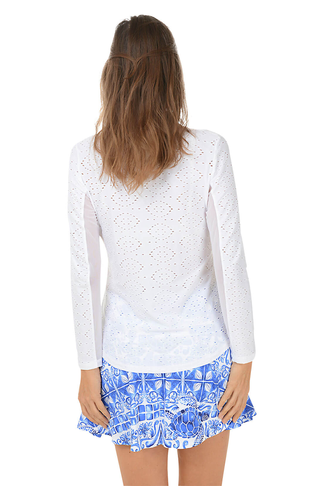 UPF 50+ Sun Protection Shirt with Eyelet Design - Lightweight & Breathable for Outdoor Activities, Hiking, and Beach Wear