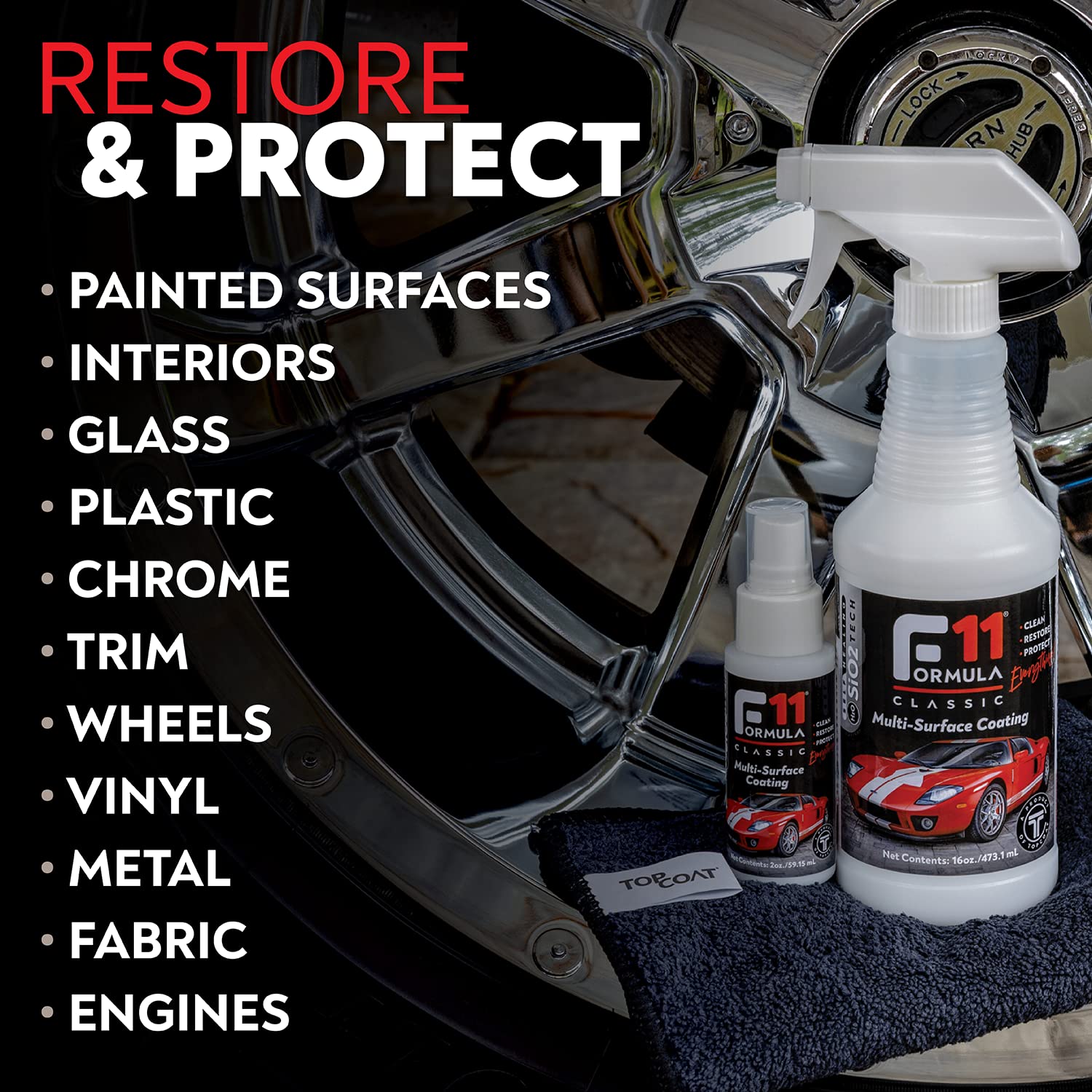 F11 TopCoat Polish & Sealer for Cars, Motorcycles, Boats & RVs - Water-Based Ceramic Coating Alternative - 1 Gallon Bottle - Protect & Shine Vehicles, Motorcycles & Marine Surfaces