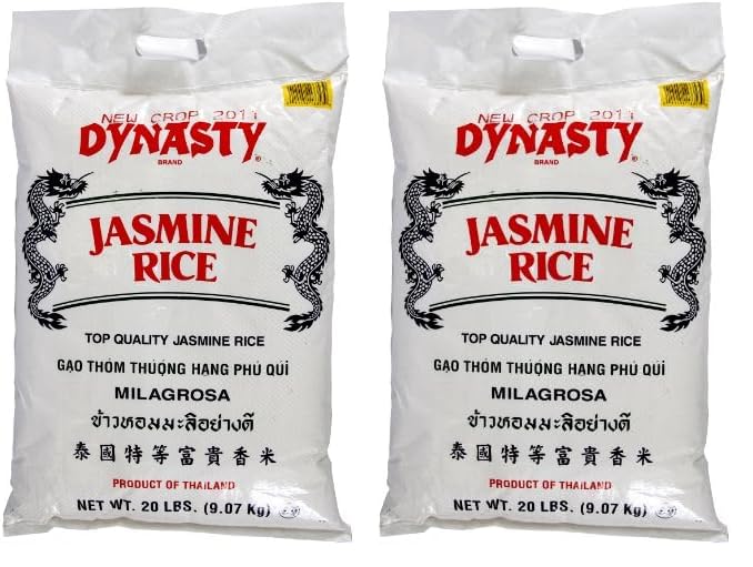 Premium Dynasty Jasmine Rice - 40 lbs (2 x 20 lb Bags) - Authentic Thai Fragrant Rice for Cooking, Meal Prep & Asian Cuisine - Perfect for Restaurants, Catering & Bulk Home Storage