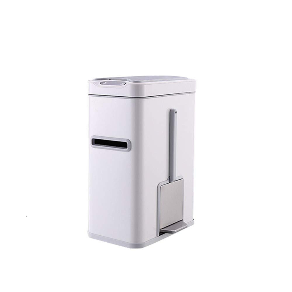 Smart Sensor Bathroom Trash Can with Toilet Brush & Tissue Holder - Stainless Steel Covered Waste Bin for Modern Home, Office & Hotel Bathrooms - Hands-Free Hygienic Solution (Silver)