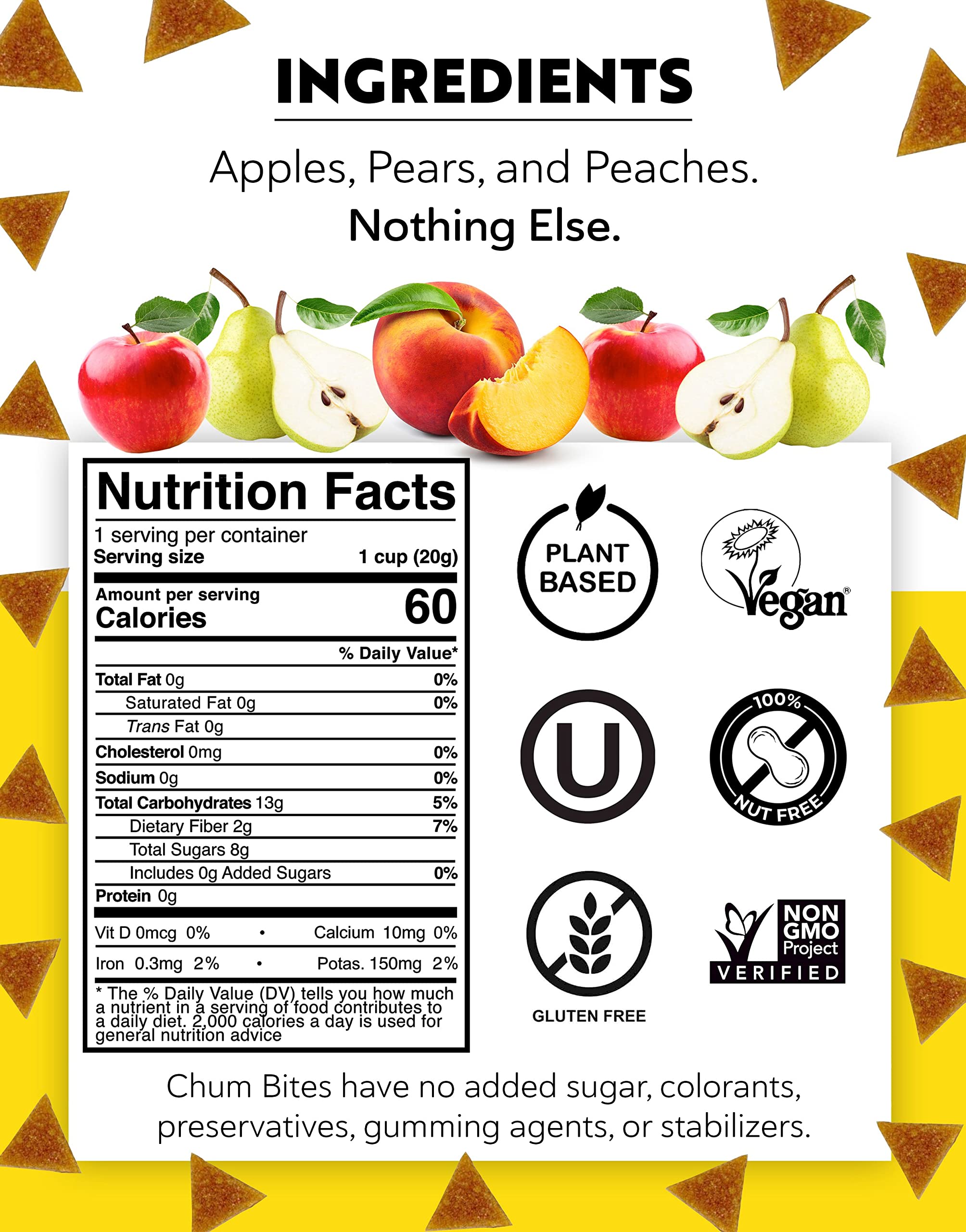 Chum Fruit Snacks 100% Real Fruit Snacks for Kids & Adults - Peach Flavor (48 Pack) | No Added Sugar, All-Natural Healthy Snack | Nut Free, Gluten Free, Vegan, Kosher, Paleo, Non-GMO Certified | Perfect for School Lunches, Office Snacks & On-the-Go Energy Boost
