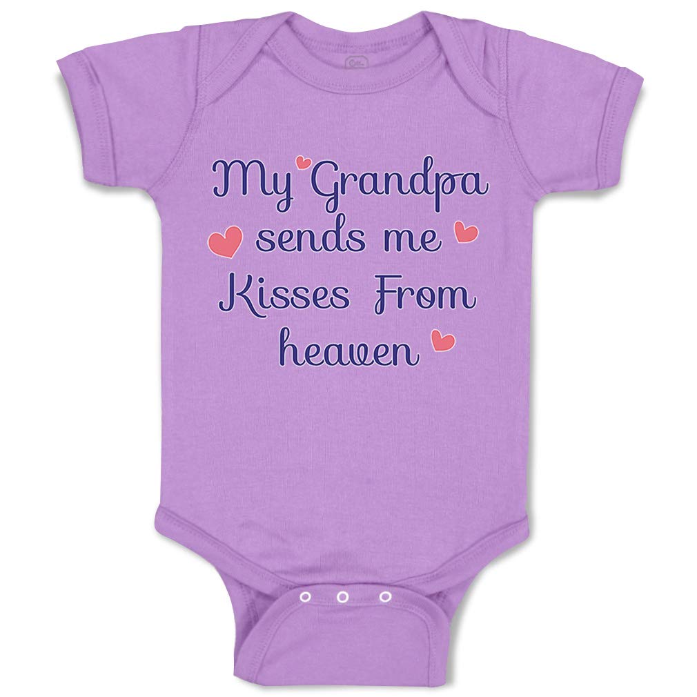 My Grandpa Sends Kisses from Heaven - Cute Rascals Baby Bodysuit | Soft Cotton Lavender Design for Newborn Boys & Girls | Perfect for Family Photos, Grandparents Day & Heavenly Remembrance Gifts