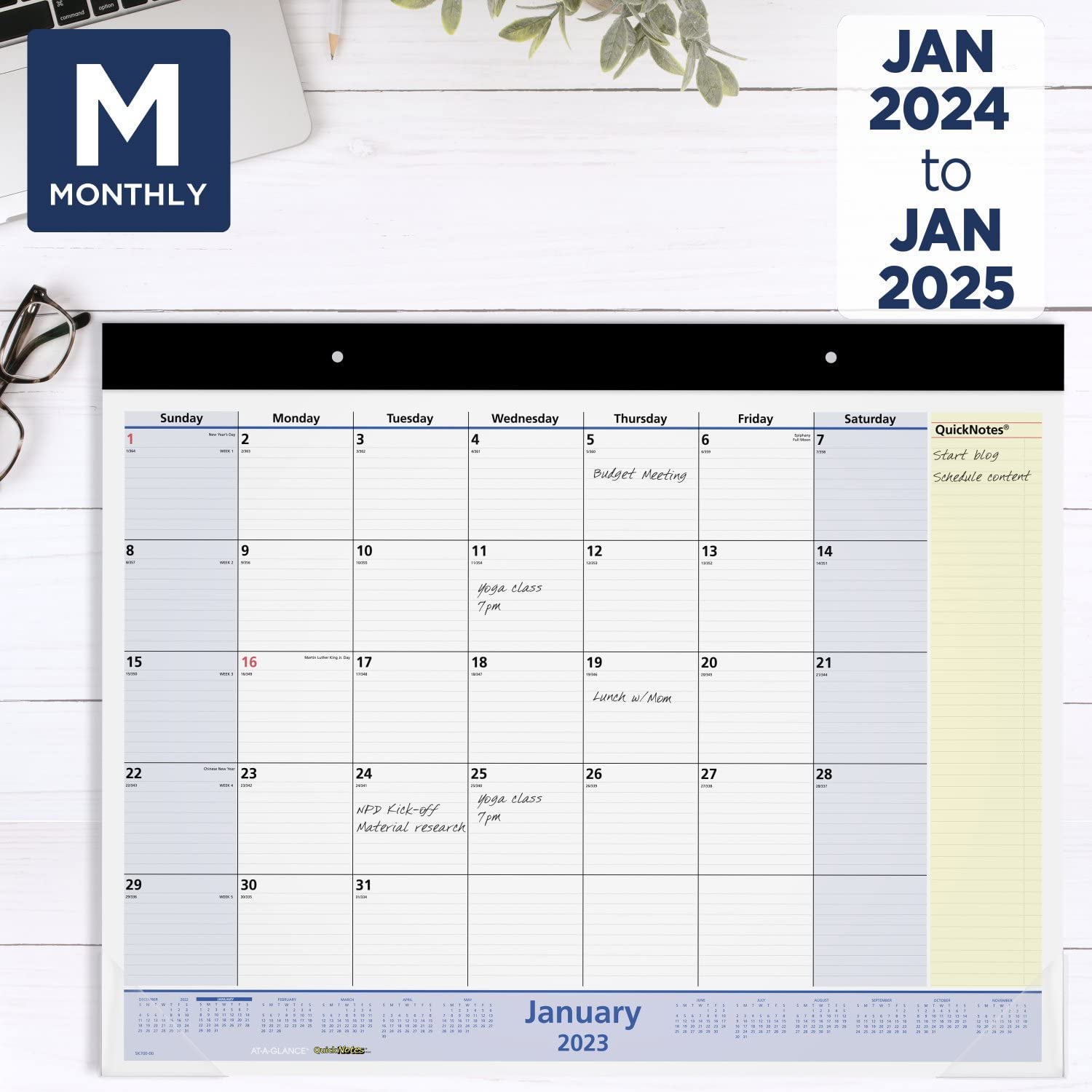 2024 AT-A-GLANCE Monthly Desk Calendar - 22x17