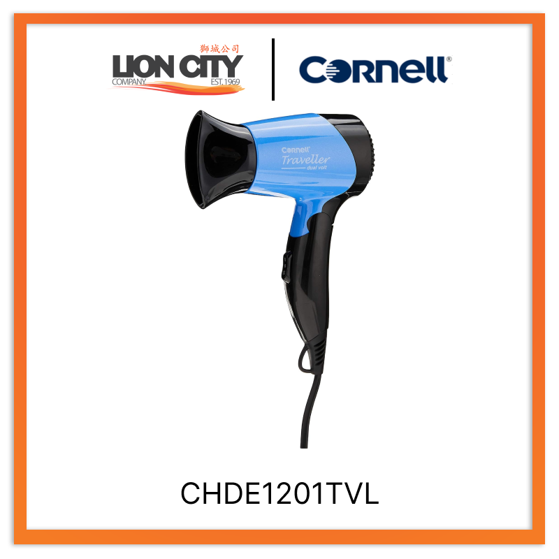Cornell CHDE1201TVL 1200W Dual Voltage Travel Hair Dryer - Compact & Lightweight for Hotels, Dorms, Gym, Camping & On-the-Go Styling