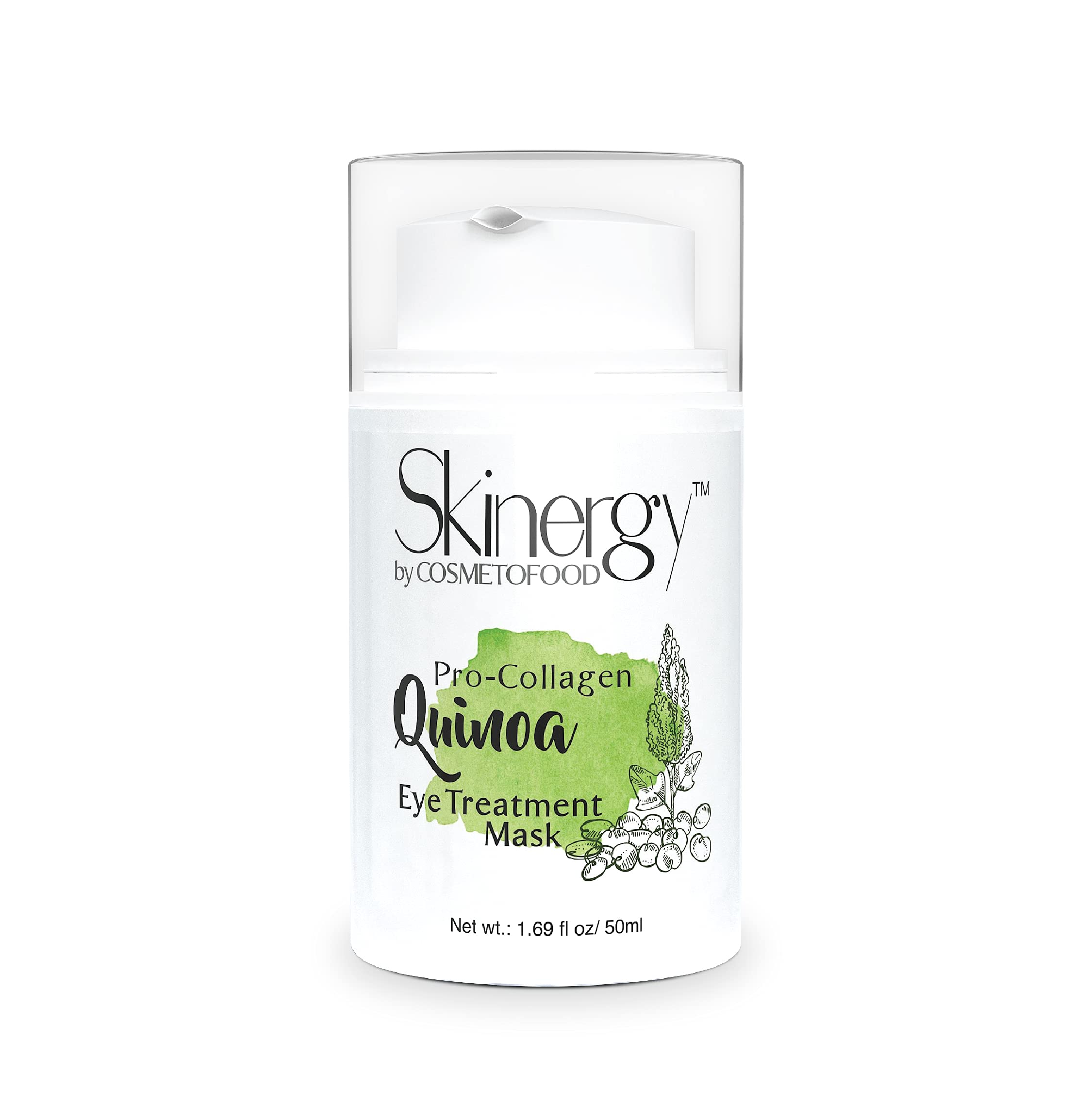 Cosmetofood Skinergy Pro-Collagen Quinoa Eye Treatment Mask | Anti-Aging Under Eye Cream for Puffy Eyes, Dark Circles & Wrinkles | Fine Line Reduction for Women & Men | 50ml | Perfect for Night Routine & Travel Skincare