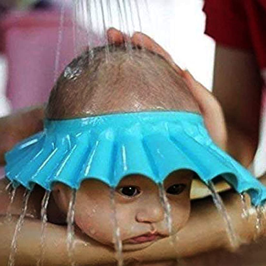 **Adjustable Baby Shower Cap - Soft & Safe Bathing Cap for Infants & Toddlers - Eye & Ear Protection - Waterproof Bath Time Accessory - Perfect for Baby Showers, Bathing, and Swimming (1 Pack, Yellow)**