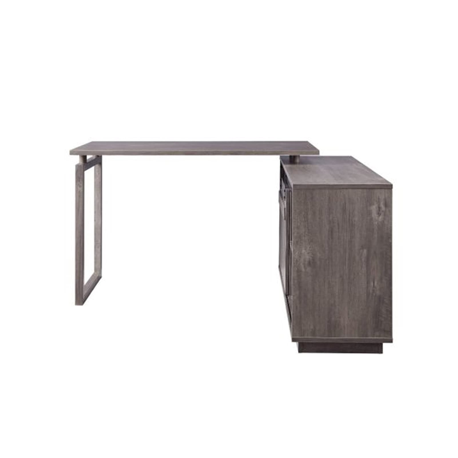 LQIAN Corner Computer Desk with Shelves and Storage Cabinet, Gray Washed Home Office Study Desk - Perfect for Small Spaces, Dorm Rooms & Work from Home Setups