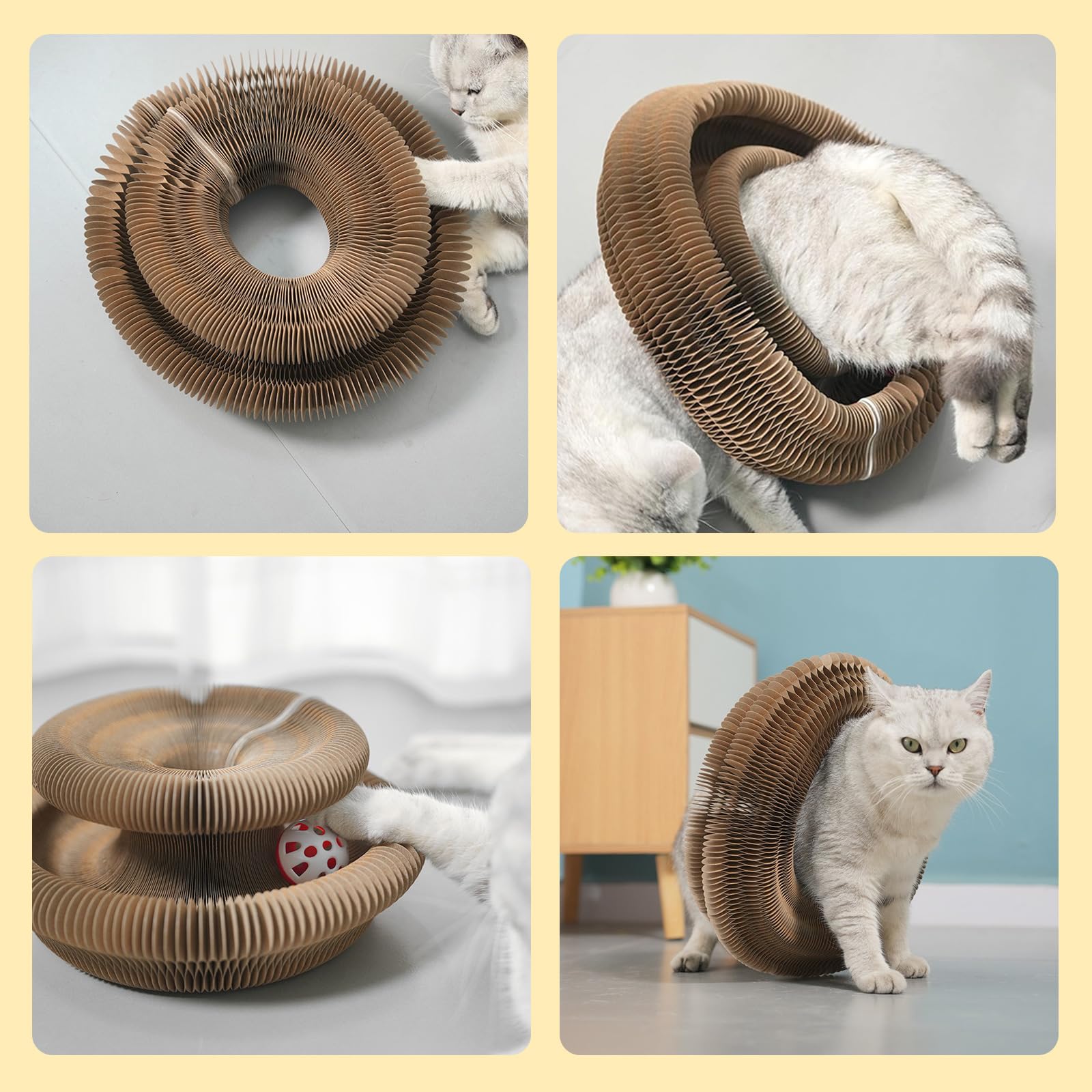 Kitty Kurlz Foldable Magic Organ Cat Scratch Board - Interactive Cardboard Cat Toy with Bell Ball | Durable & Fun Cat Scratching Pad for Indoor Play, Exercise & Stress Relief (1 Piece)