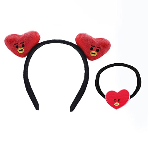BTS BT21 V TATA Cartoon Character Headbands with Hair Ties - Cute Hair Accessories for BTS Army Fans - Perfect for Concerts, Cosplay & K-Pop Fan Gifts
