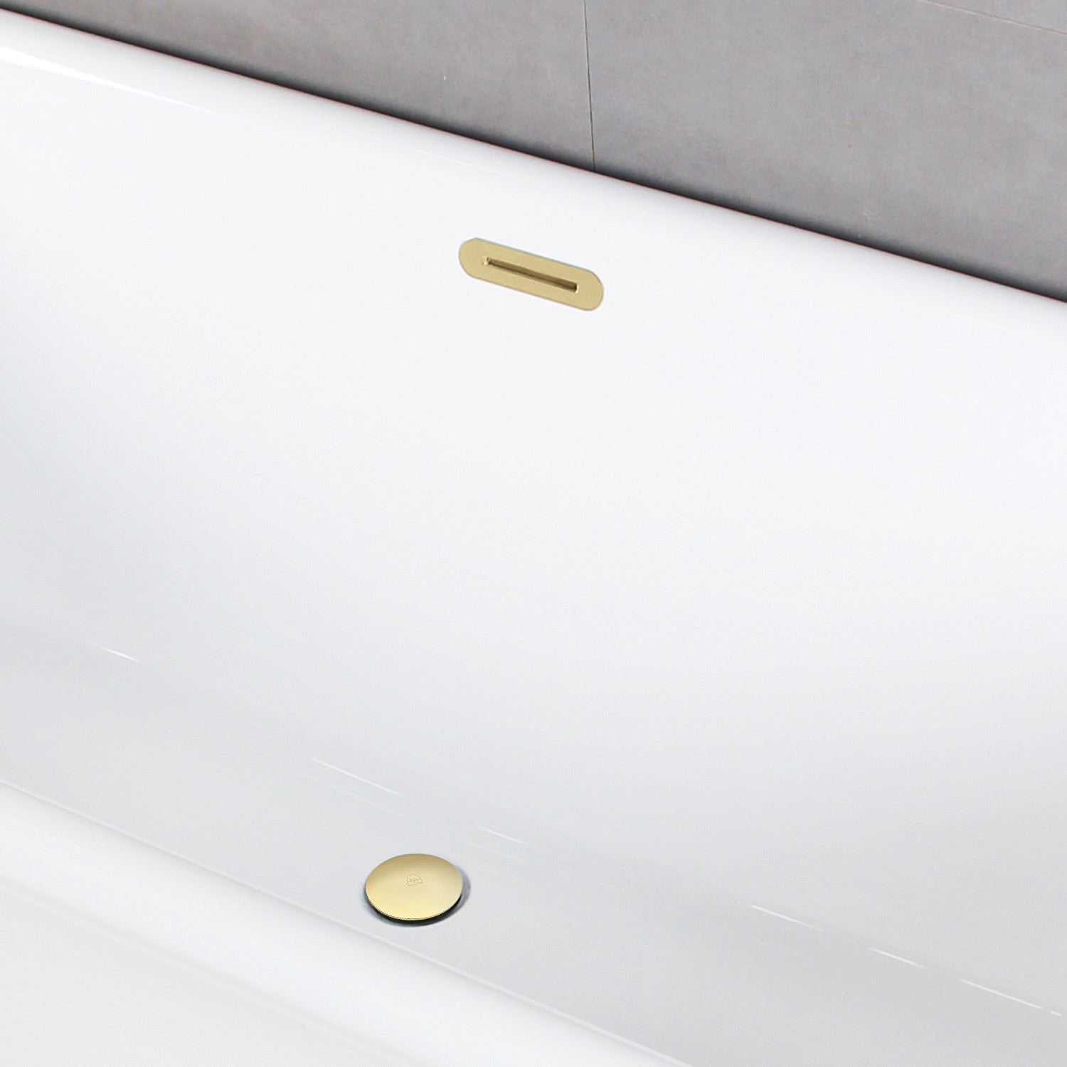 Aqua Eden 59-Inch Acrylic Oval Freestanding Bathtub - Glossy White with Polished Brass Trim - Double-Ended Soaking Tub with Drain - Perfect for Luxury Bathrooms & Spa-Like Retreats