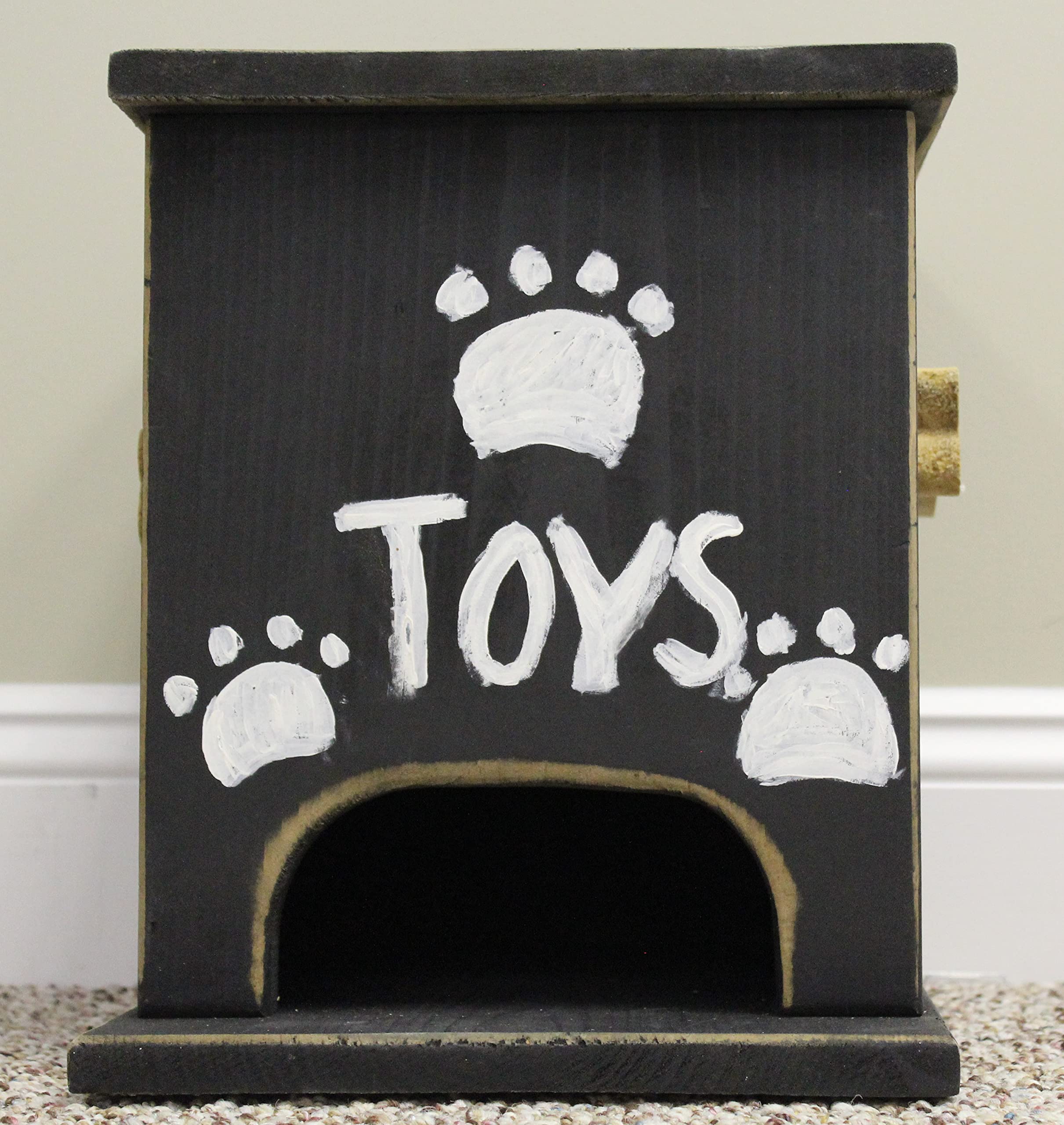 Farmhouse Style Dog Toy Storage Box - Rustic Country Tan Wooden Organizer for Pet Toys | Perfect for Living Room, Bedroom, or Nursery Decor