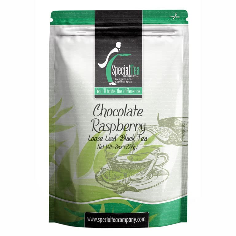 Premium Loose Leaf Black Tea - Chocolate Raspberry Flavor, 8oz (226g) | Rich & Aromatic Specialty Tea for Afternoon Relaxation, Gift Giving & Tea Parties