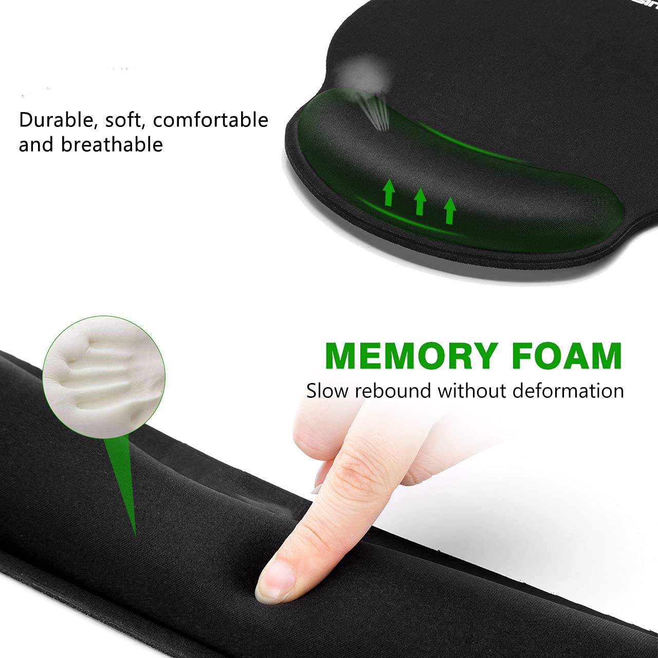 Ergonomic Memory Foam Mouse Pad & Keyboard Wrist Support - Pain Relief for Carpal Tunnel, Computer, Laptop, Desk Use - Ideal for Office, Gaming, and Home Workspaces