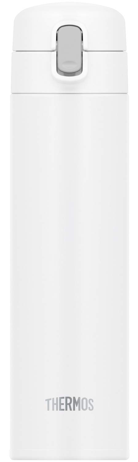 Thermos FJM-450 WH Vacuum Insulated Stainless Steel Water Bottle with Straw, 15.9 oz (450ml) - Keeps Drinks Cold for 24 Hours - Perfect for Gym, Hiking & Outdoor Activities - White