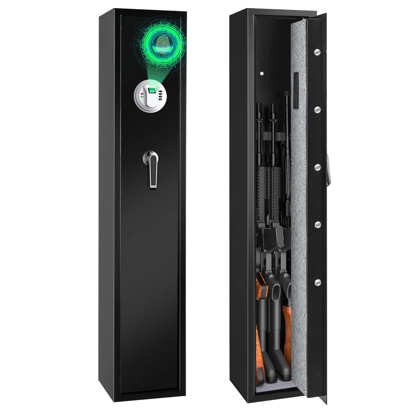 SAFSTAR Electronic Gun Safe - Digital Keypad & Key Entry, 3 Access Ways, Alarm System - Secure Rifle & Pistol Storage for Home, Office, or Vehicle Use