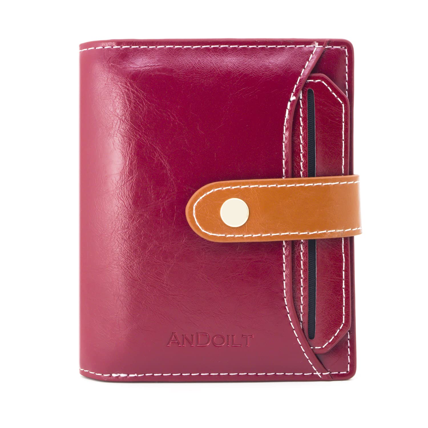ANDOILT Genuine Leather Women's RFID Blocking Wallet - Slim Bifold Card Holder with ID Window & Coin Pocket | Perfect for Everyday Use, Travel & Gift Giving
