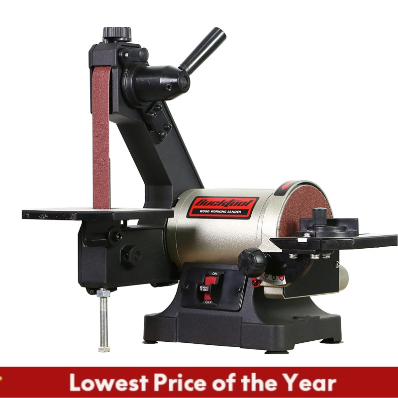 Bucktool 1x30 Inch Benchtop Belt Sander - 1/3HP Direct Drive Motor for Woodworking, Metal Polishing & Knife Sharpening - Compact Power Tool for DIY Projects & Professional Workshops