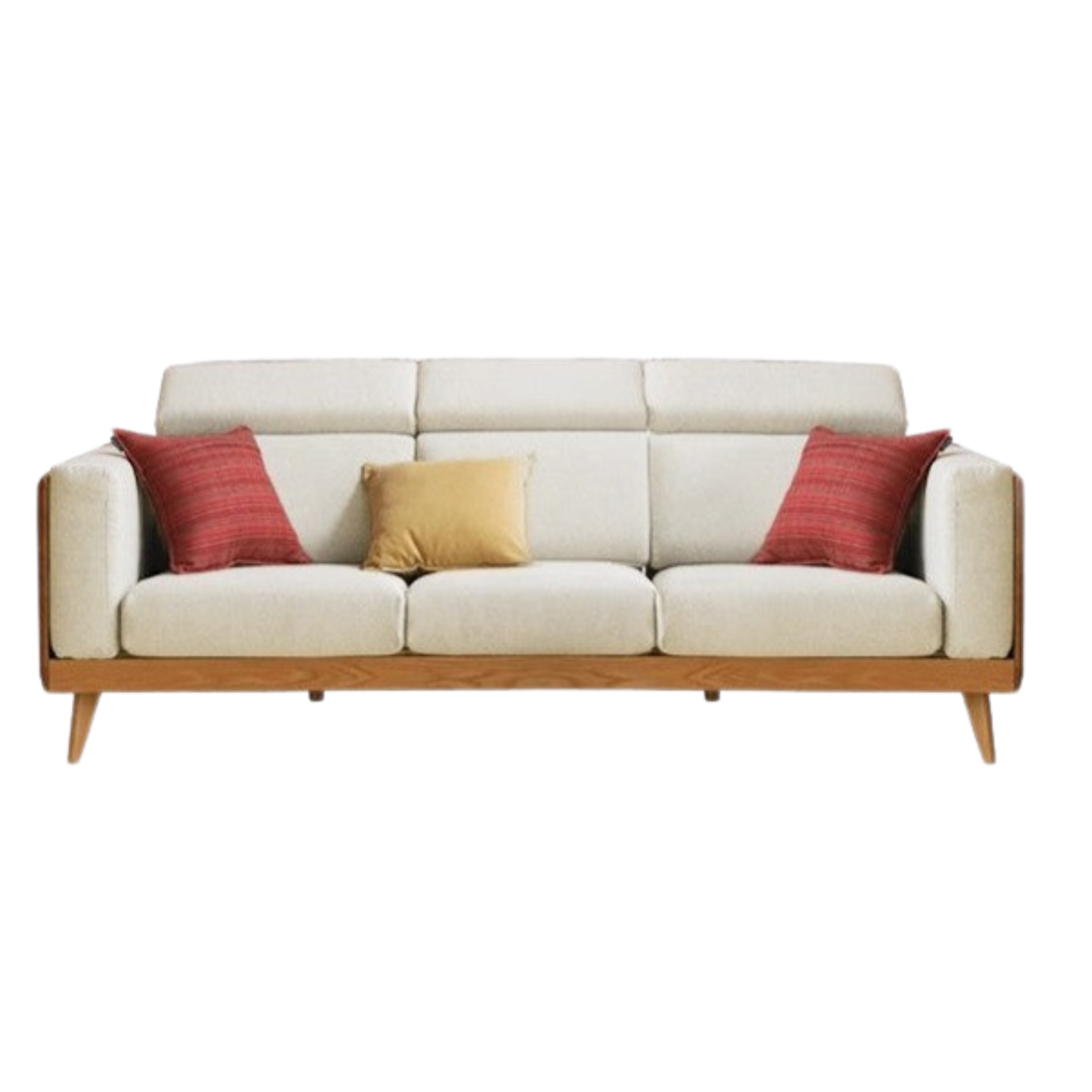 Oak & Ash Solid Wood Modern Fabric Sofa - Contemporary Living Room Furniture for Comfortable Lounging & Stylish Home Decor