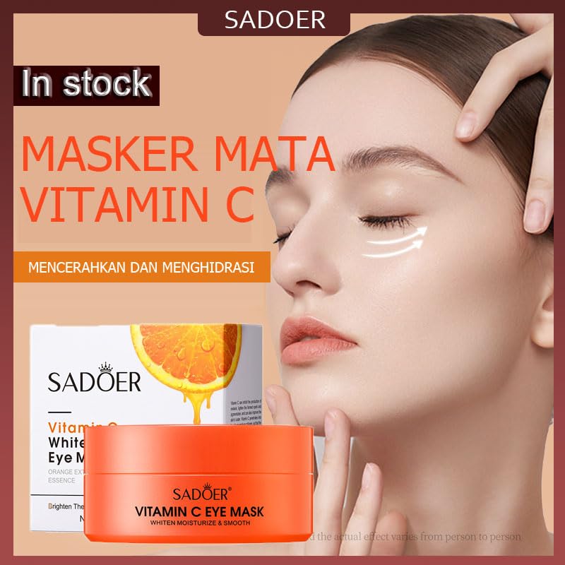 Vitamin C Under Eye Mask - Korean Technology for Dark Circles, Puffiness & Hydration (60 Patches/30 Pairs, 80g) - Brighten & Refresh Tired Eyes for Work, Travel & Nighttime Skincare