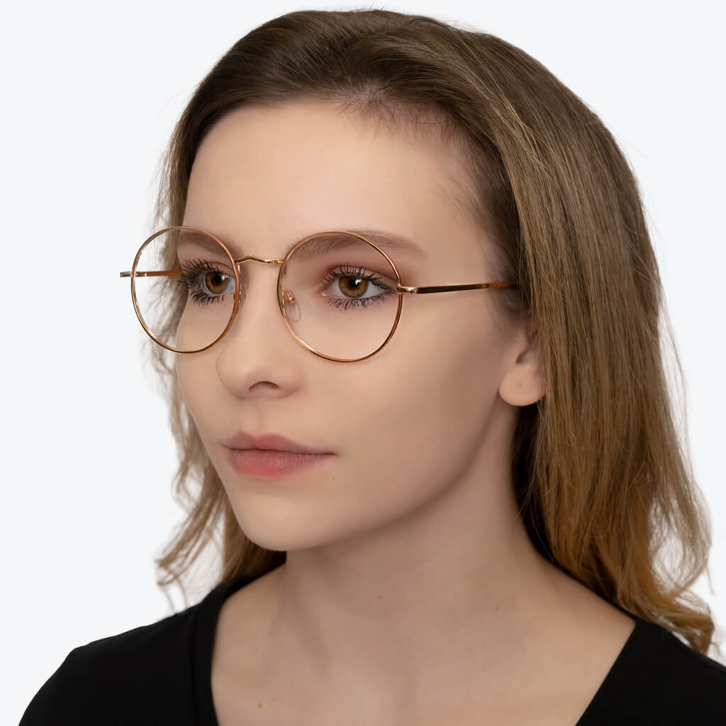 ScreenTime Elton Blue Light Blocking Computer Glasses - Gold Frame with Prescription Lenses for Eye Strain Relief - Perfect for Gaming, Office Work & Digital Screen Use