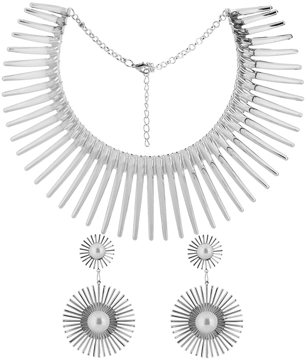 DOAFRIAFRI Women's African Print Choker Necklace & Earrings Set - Ankara Vintage Beaded Jewelry for Weddings, Parties & Cultural Events