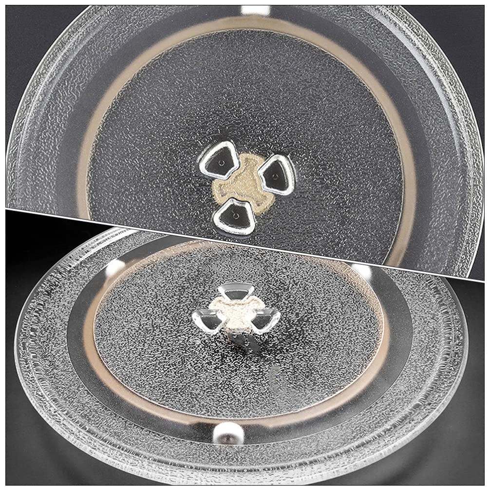 2-Pack Hemoton Microwave Oven Stand - Universal Rotating Glass Plate Replacement with PP Base | Durable Round Tray Ring & Roller Rack for Smooth Rotation | Perfect for Heating Food, Defrosting & Reheating Meals