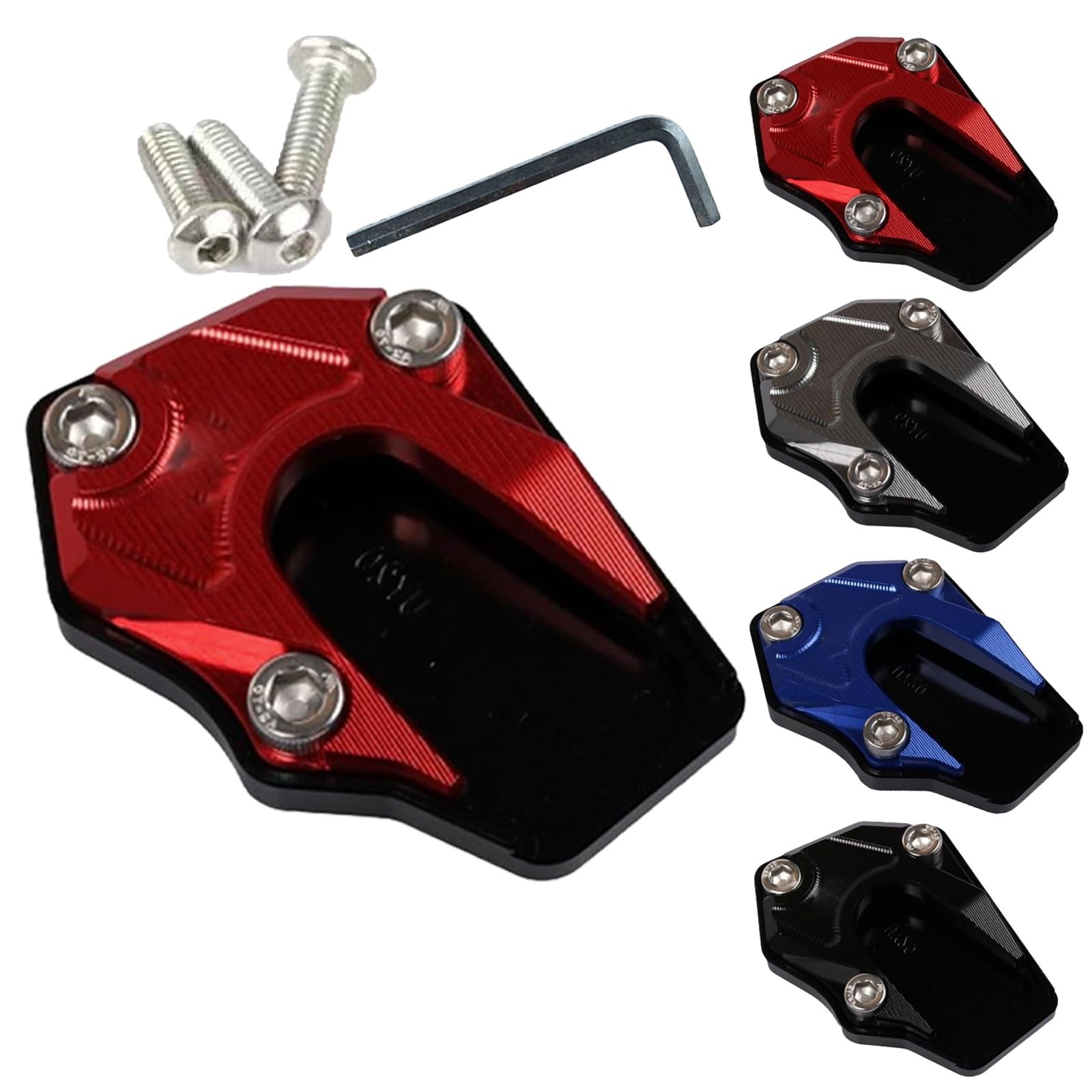 Aluminum Motorcycle Kickstand Plate - Red, for Stable Parking on Soft Ground