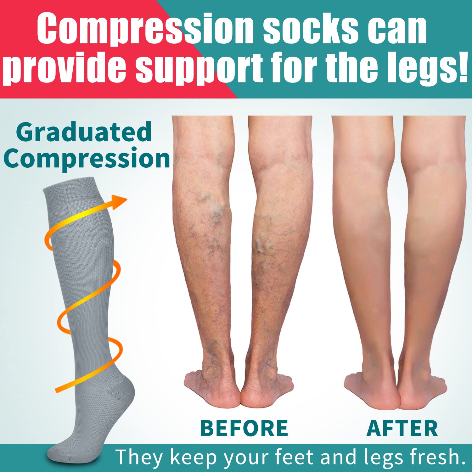Laite Hebe 4 Pairs Compression Socks for Women & Men - Best Circulation Support for Nurses, Running, Athletic Performance - Perfect for Workouts, Travel & Long Shifts