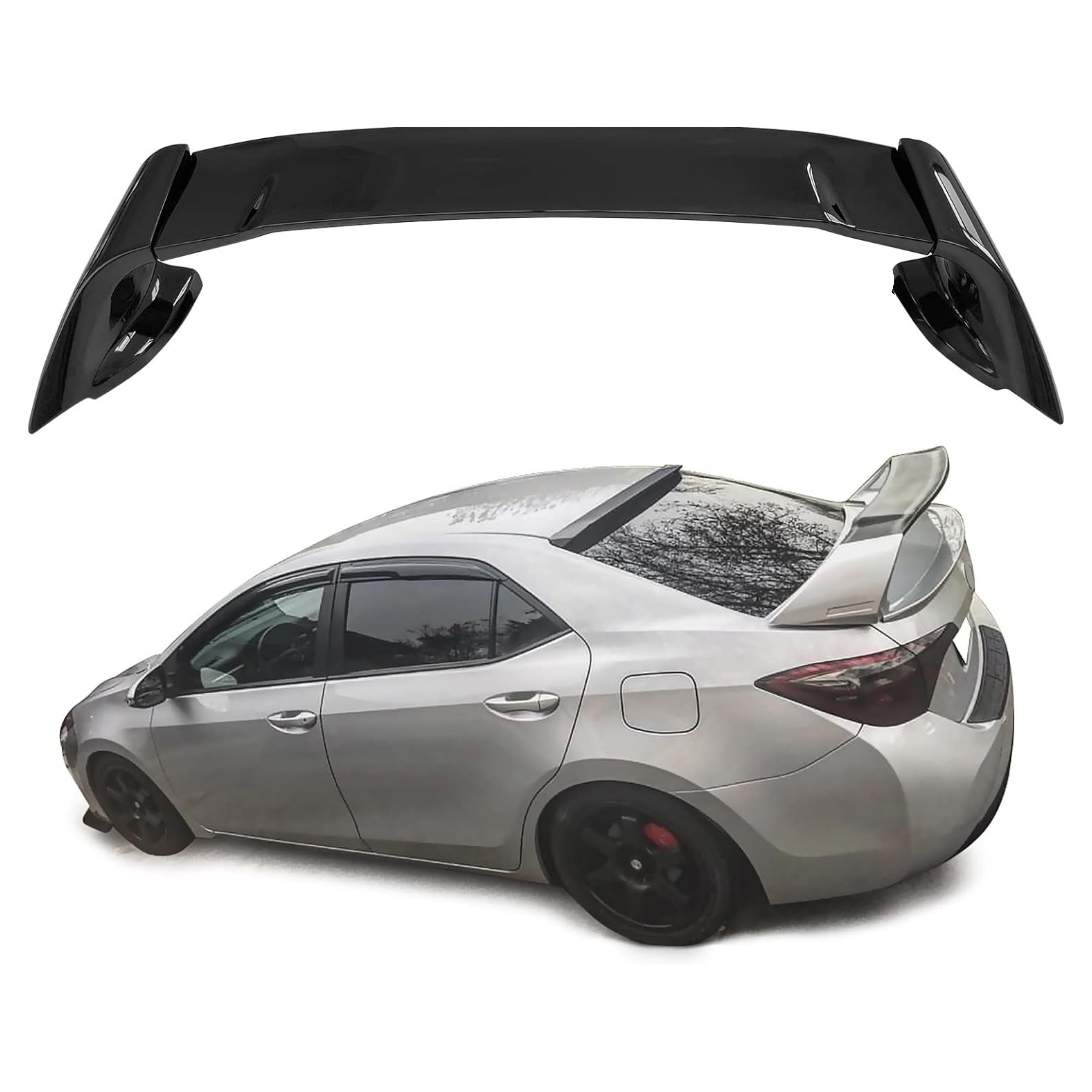 2014-2018 Toyota Corolla Sedan 4DR Mugen Style Rear Spoiler Wing - Unpainted or Glossy Black Paint Option | Enhance Style & Aerodynamics for Your Corolla
