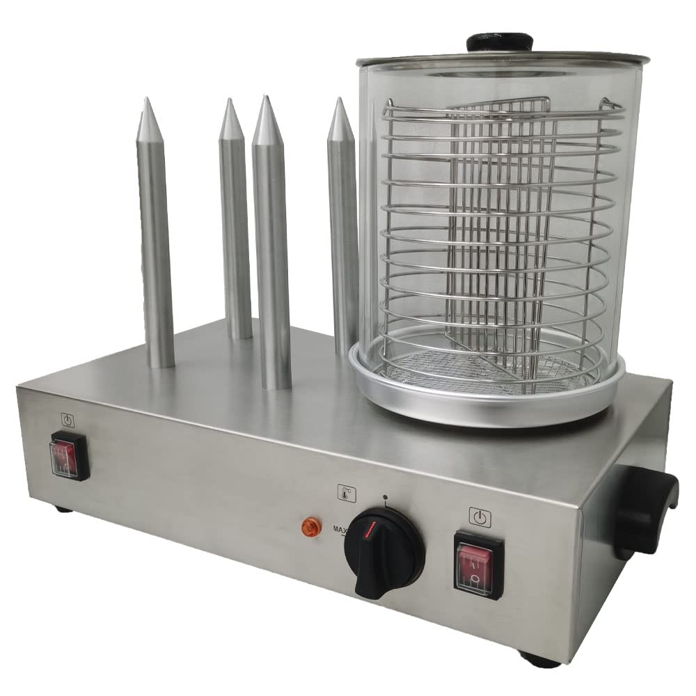 Commercial Hot Dog Steamer Machine - Electric Hot Dog Roller Cooker & Bun Warmer for Restaurants, Food Trucks, and Catering Events