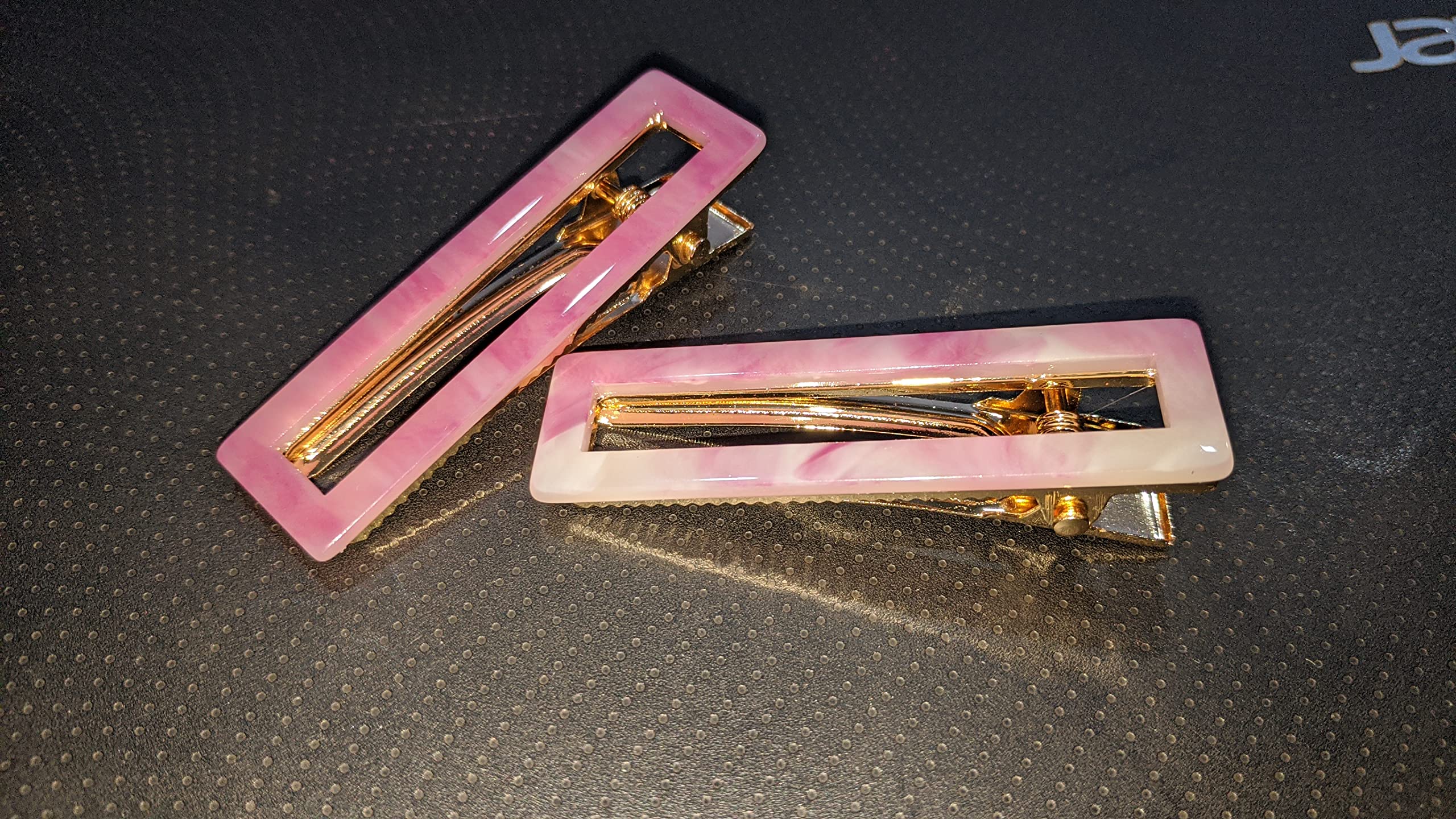 2 Pcs Korean Style Marble Shiny Resin Hair Clips for Women & Girls - Elegant Hair Accessories for Parties, Weddings & Daily Wear