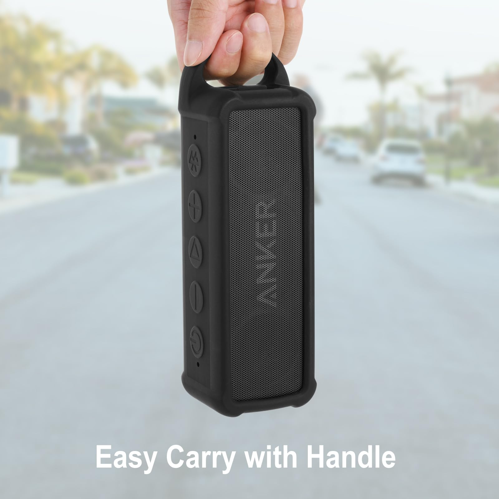 Anker Soundcore 2 Speaker Case - Shockproof Silicone Protective Cover with Handle & Carabiner Clip | Travel, Outdoor, Beach, Camping Accessory for Anker Soundcore 2 Portable Bluetooth Speaker (Black)