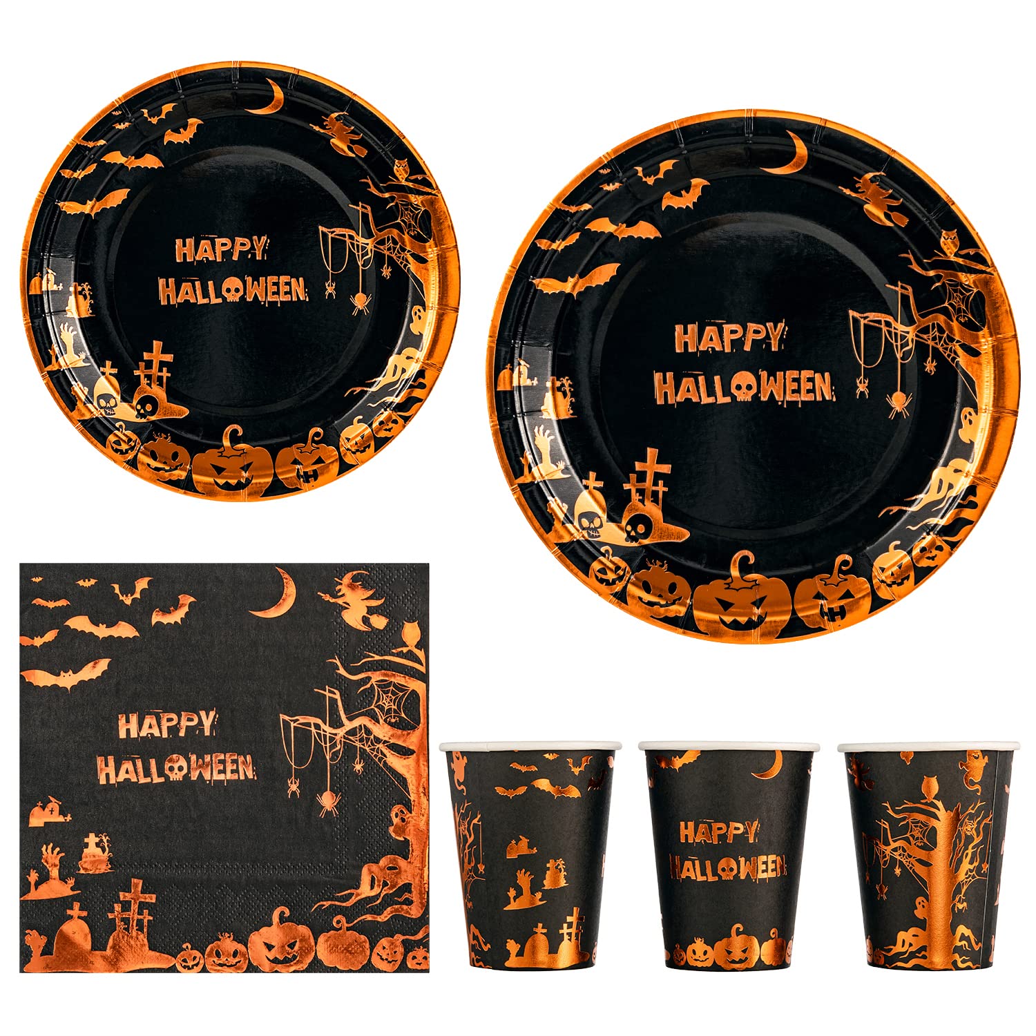 Happy Halloween Party Supplies - 24-Piece Tableware Set (9
