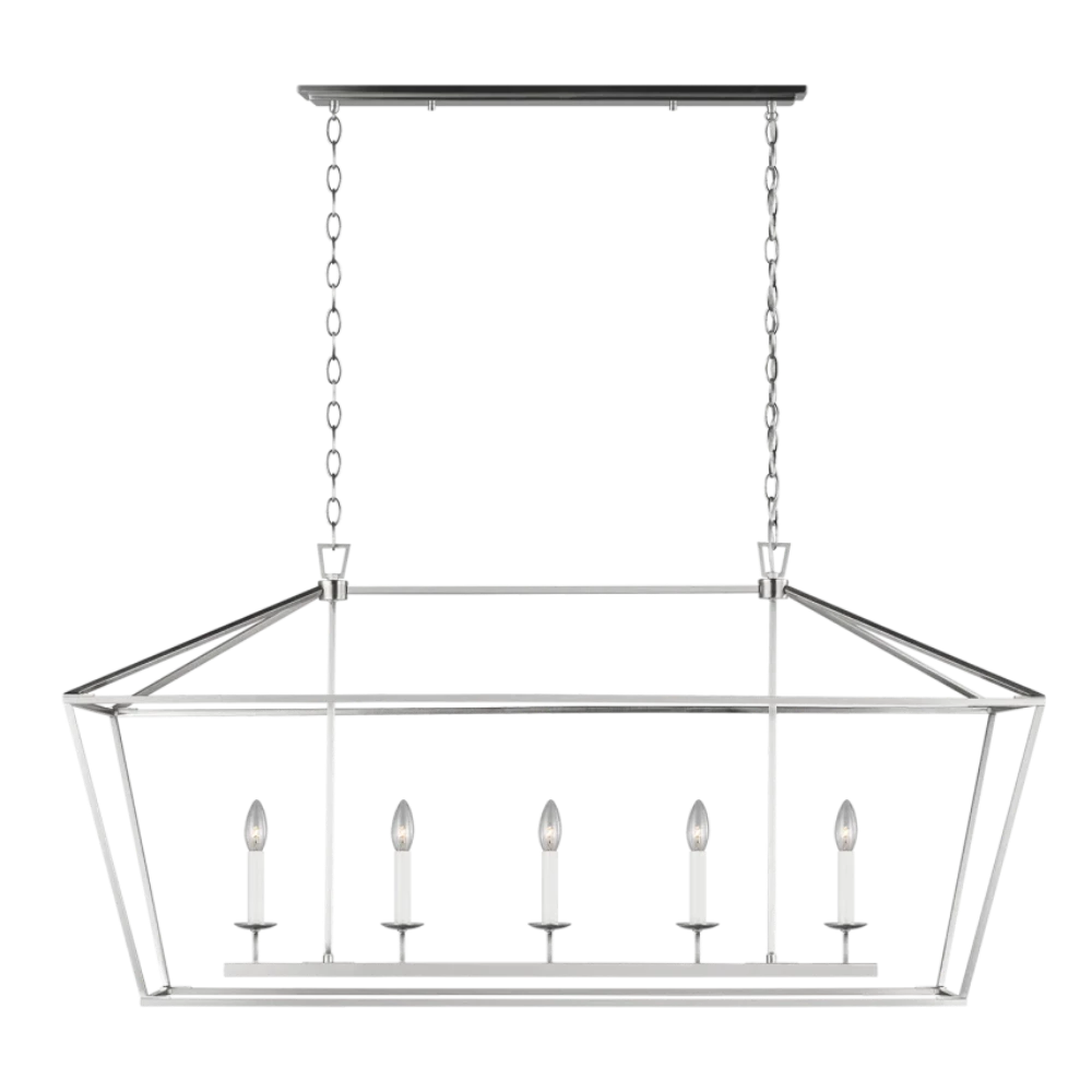 Modern Kimmel Linear Chandelier - Sleek 6-Light LED Fixture for Dining Room, Kitchen Island & Contemporary Living Spaces - Dimmable Gold Finish Glass Pendant Lighting