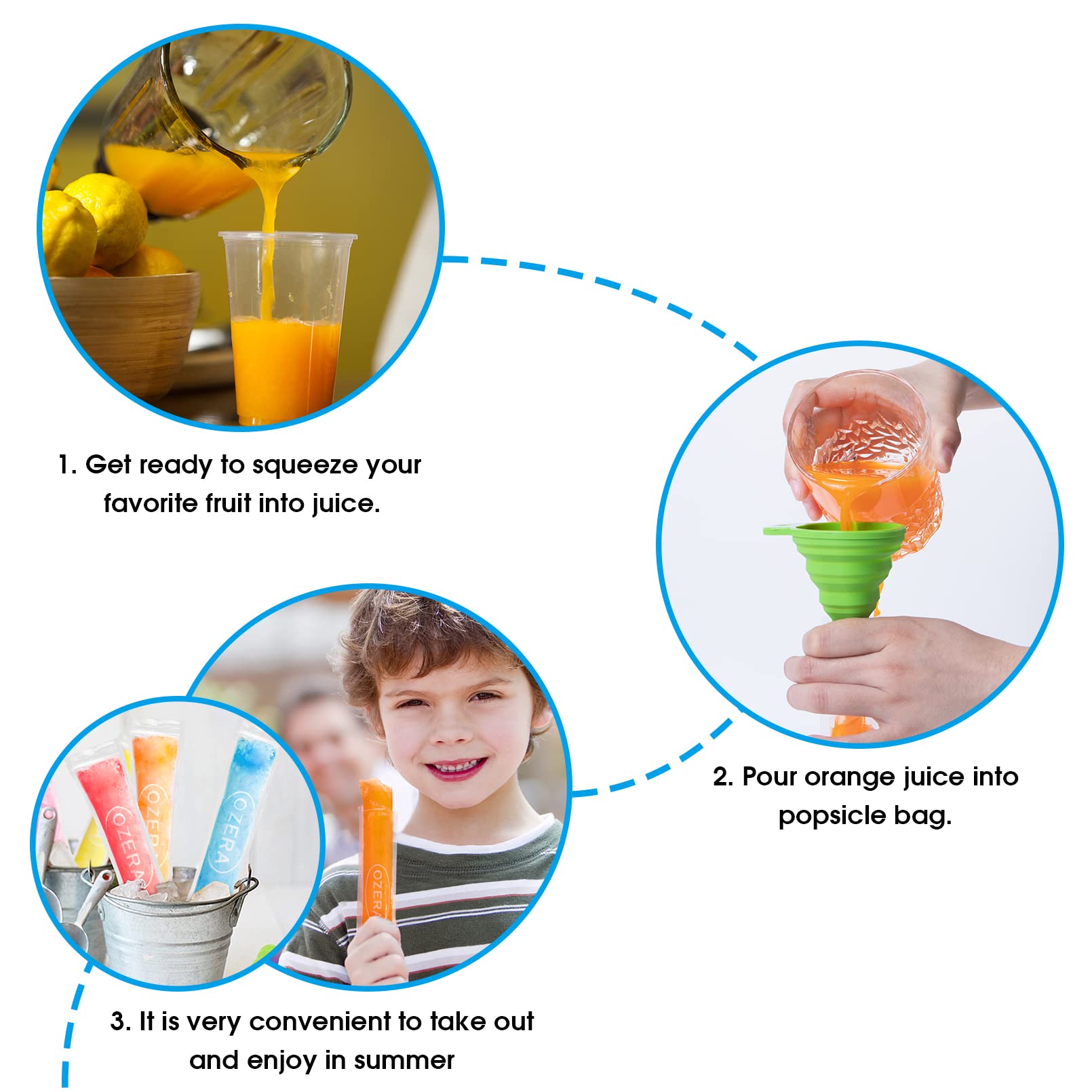 300 Pack Disposable Popsicle Bags with Silicone Funnel - DIY Ice Pop, Ice Cream & Yogurt Tubes for Kids Healthy Snacks - Perfect for Summer Parties, School Lunches & Homemade Frozen Treats