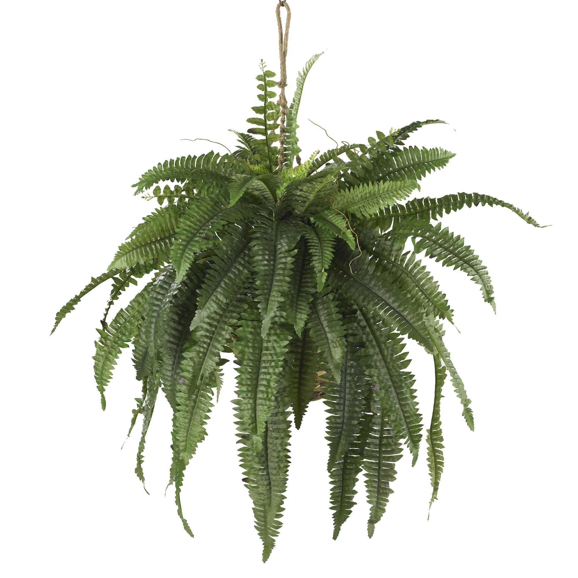 Nearly Natural 22in & 48in Artificial Boston Fern Hanging Plants - Set of 2 Realistic Fake Ferns in Hanging Baskets - Perfect for Indoor Home Decor, Porch, Patio & Office Greenery