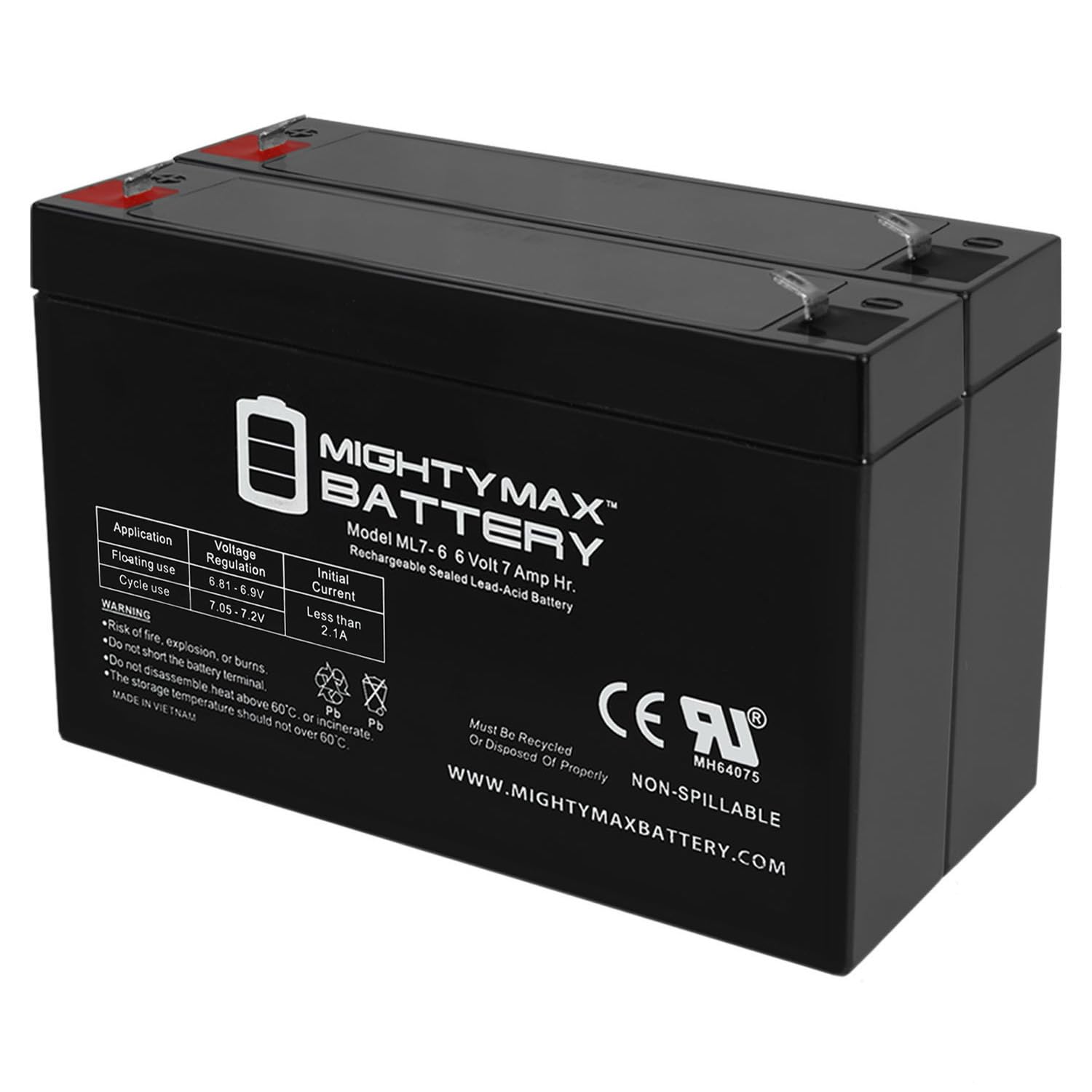 Mighty Max 6V 7AH Rechargeable Battery - 2 Pack Replacement for APC UPS Backup Power Supply | Perfect for Computer, Router & Home Office Emergency Power Backup
