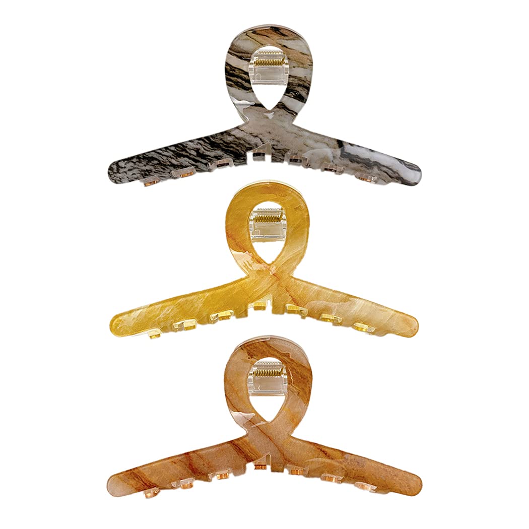 SalLady 3PCS Colorful Acrylic Hair Claw Clips - Non-Slip Strong Grip Hair Barrettes for Women & Girls | Perfect for School, Work, Parties & Everyday Hairstyles