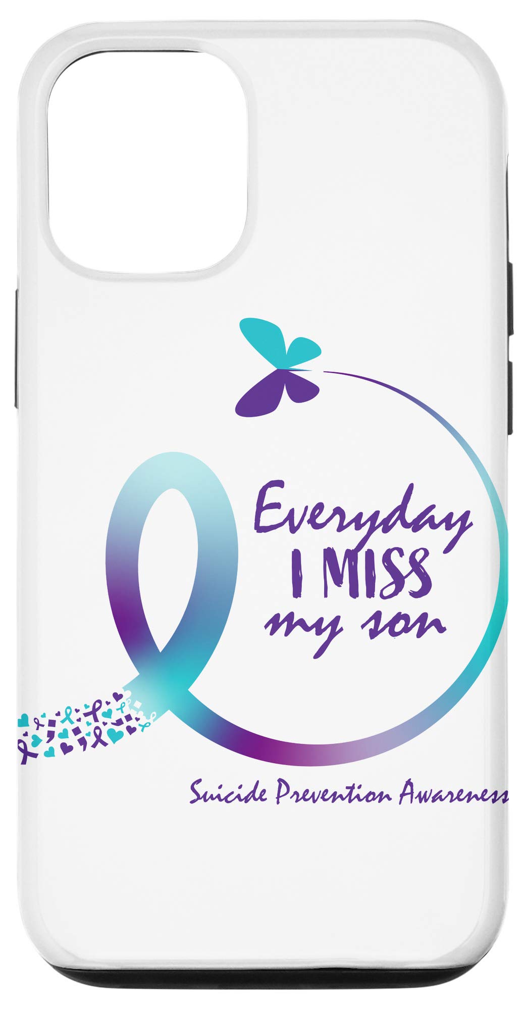 iPhone 12/12 Pro Case - Teal & Purple Suicide Awareness Ribbon Design | Slim Protective Phone Cover for iPhone 12/12 Pro | Show Support for Mental Health Awareness