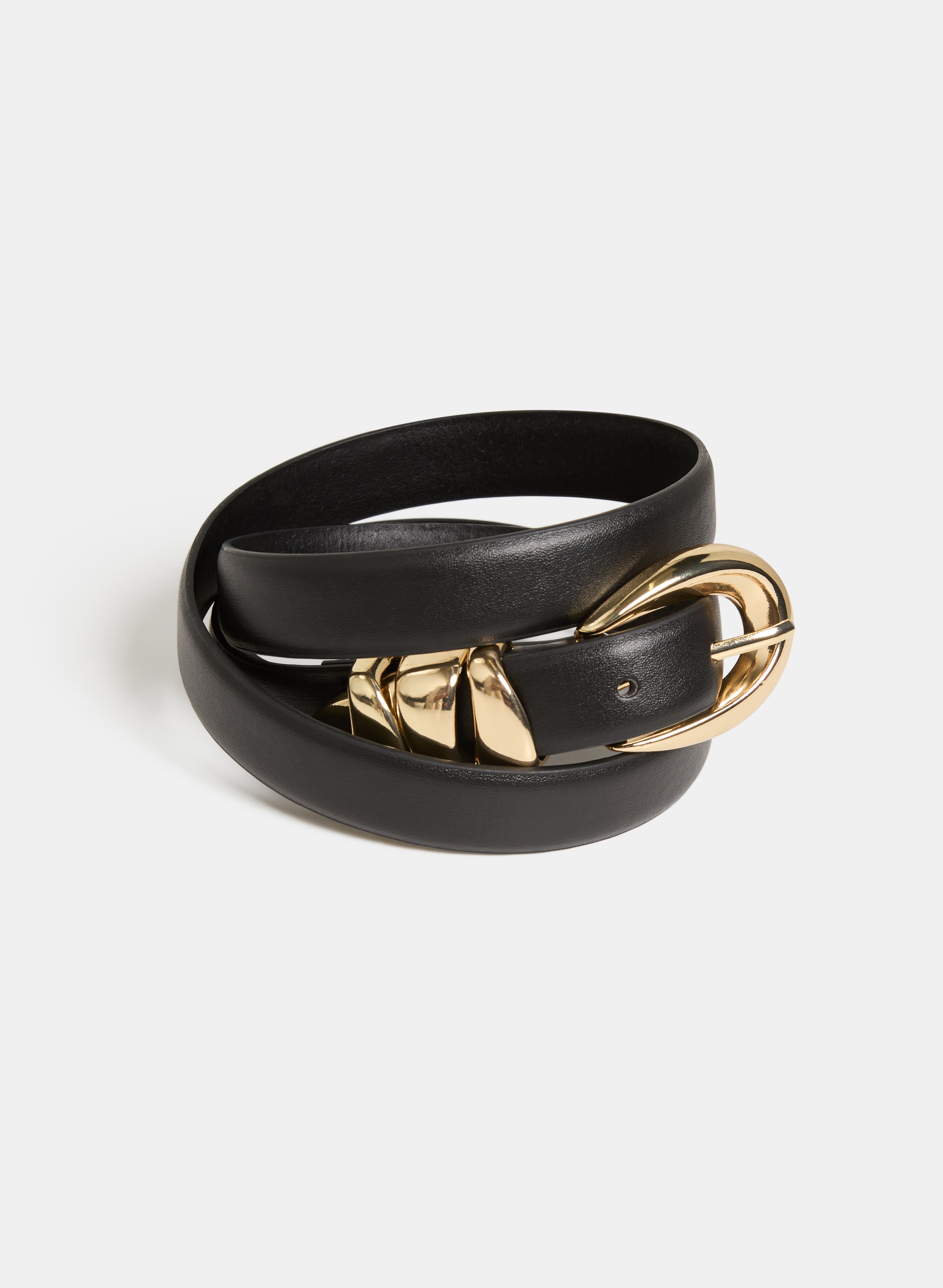 Vegan Leather Belt with Curved Hardware - Stylish & Durable for Men & Women - Perfect for Casual, Office & Formal Wear