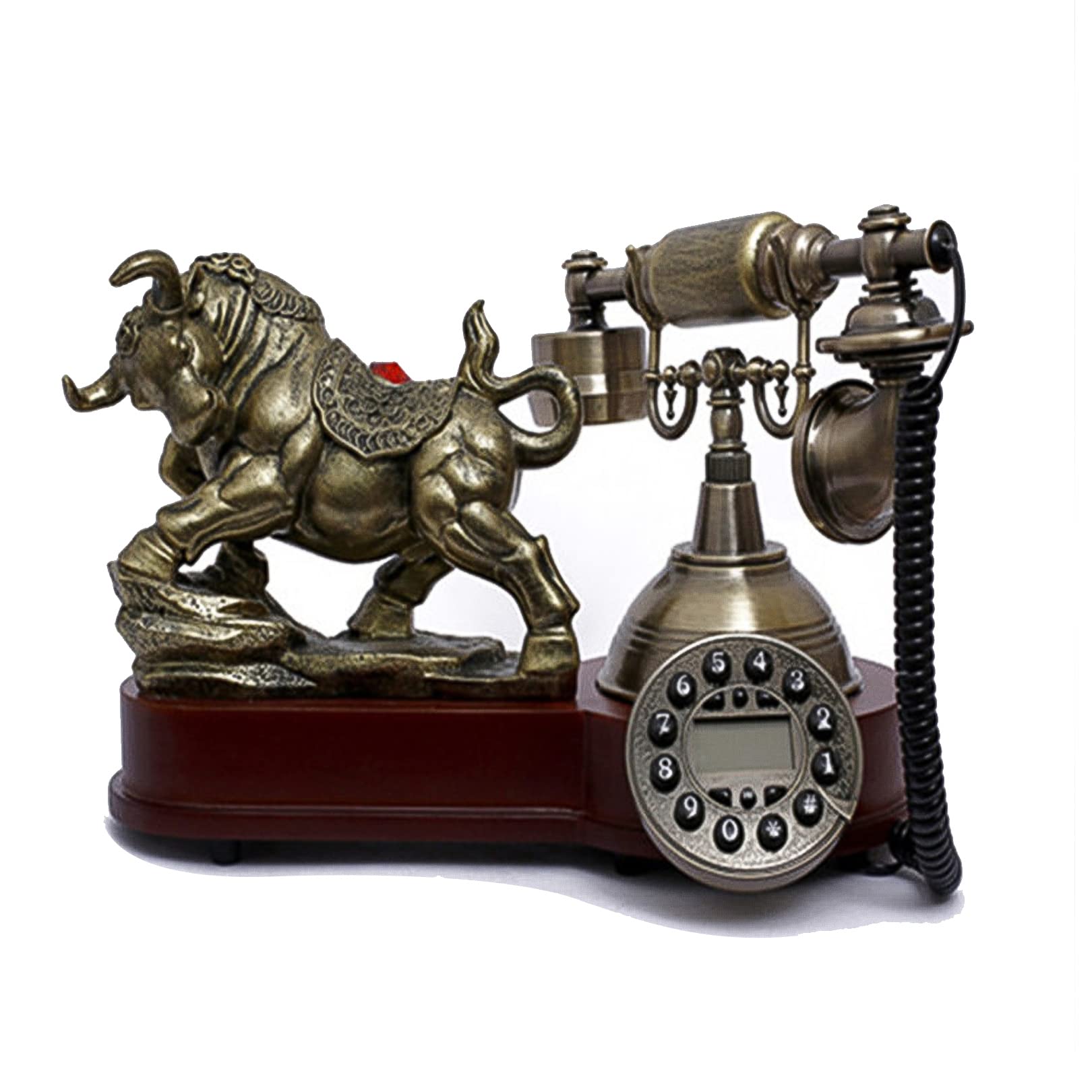 Vintage European Style Rotary Dial Corded Phone - Retro Resin Imitation Wood Desktop Landline Telephone for Home, Office & Hotel Use | Classic Decor & Functional Communication Device