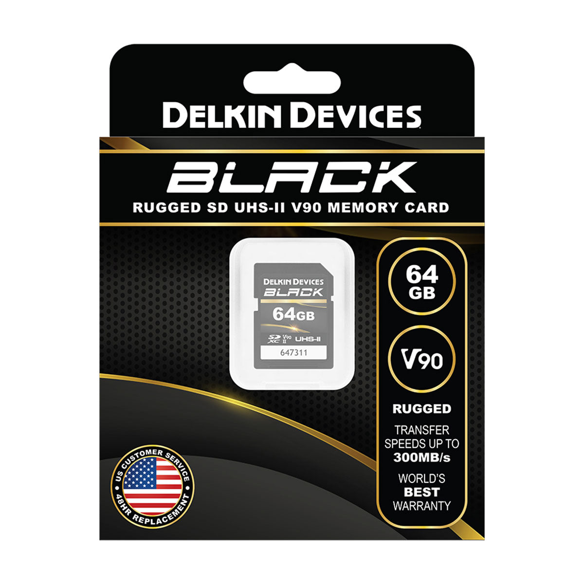 Delkin BLACK 64GB UHS-II SDXC V90 Memory Card - High Speed for 4K/8K Video, DSLR & Mirrorless Cameras, Drones - Professional Photography & Videography