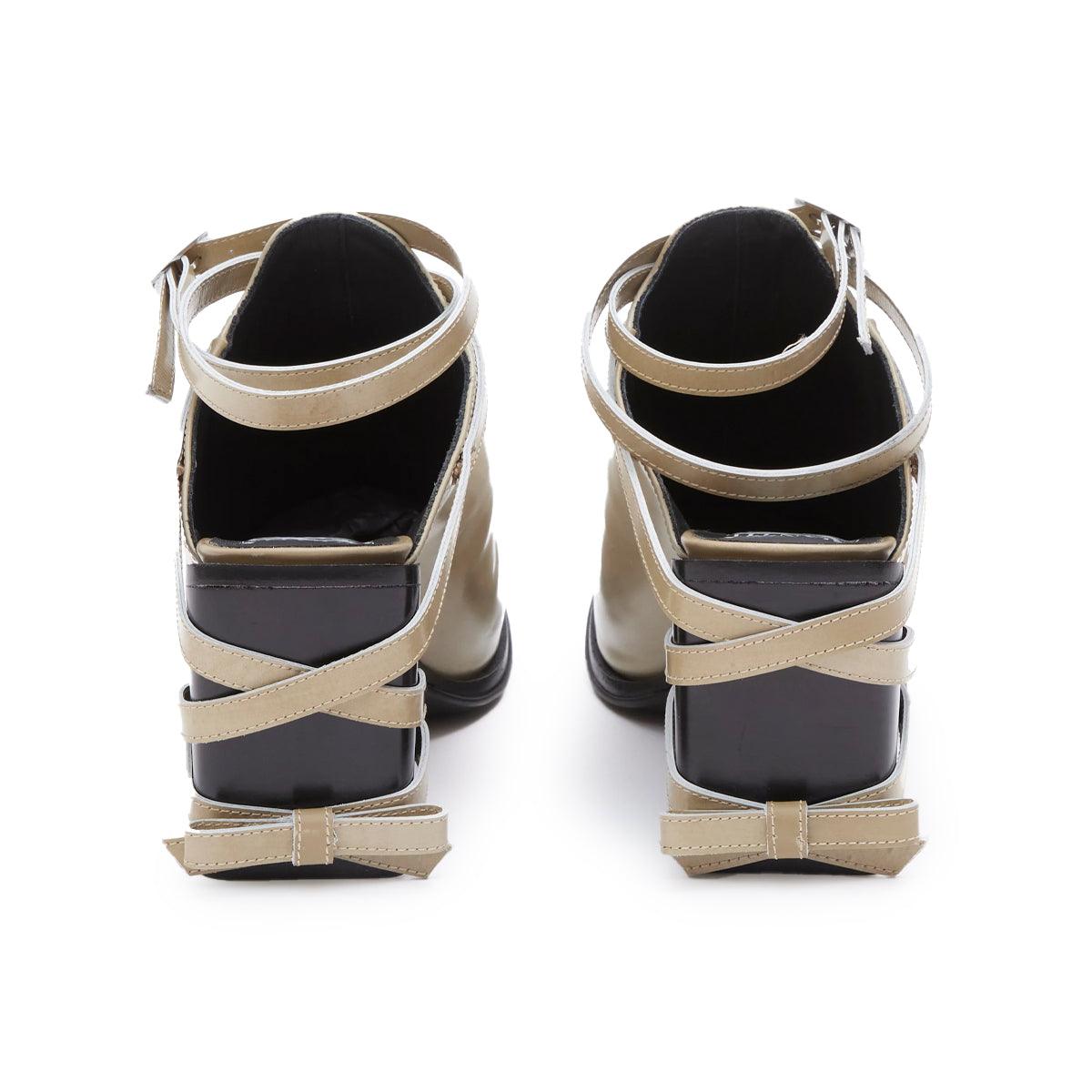 Simona Vanth Tango Stacked Etched Heels in Brushed Taupe - Elegant High Heels for Women, Perfect for Weddings, Parties & Evening Events