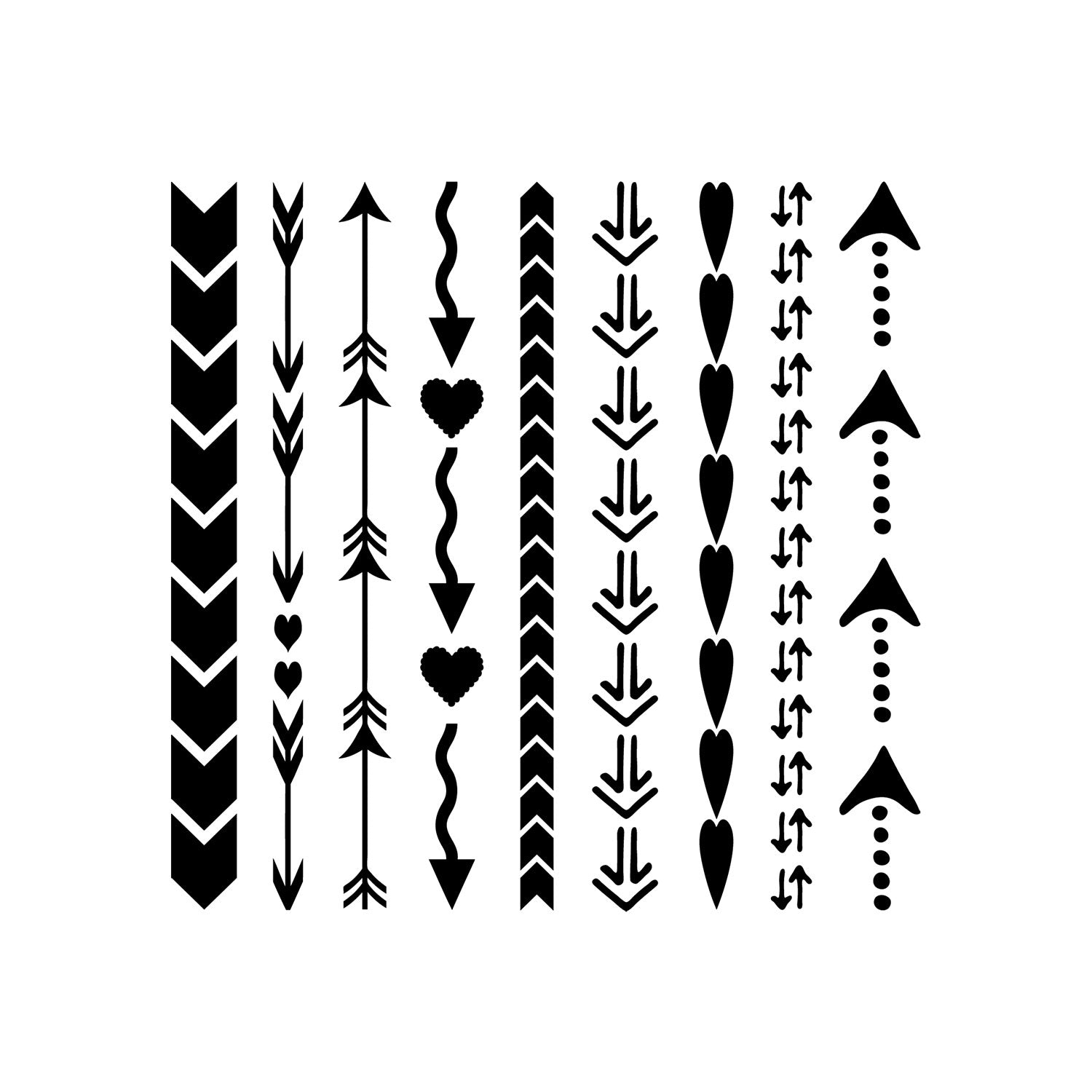 Mixed Media Stencil - Arrows & Hearts Design - 6x6 Inch Reusable Craft Stencil for Scrapbooking, DIY Projects, and Home Decor