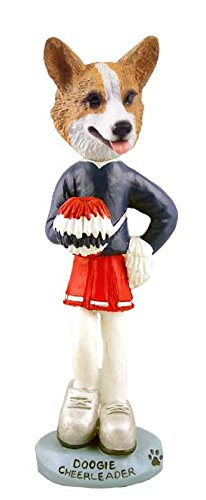 Welsh Corgi Pembroke Cheerleader Female Dog Collectible Figurine - Cute Dog Lover Gift for Home Decor, Office Desk Display & Animal Collector's Showcase