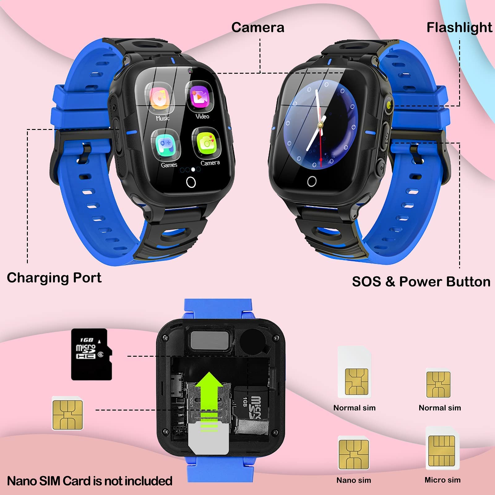 ELEJAFE Kids Smart Watch for Boys & Girls - Waterproof GPS Tracker, 24 Games, Dual Cameras, MP3 Player, Flashlight - Perfect Birthday Gift for Ages 3-12 | Ideal for School, Outdoor Play & Parental Monitoring