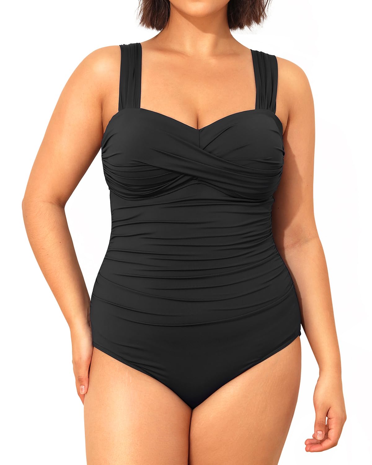 Yonique Plus Size One Piece Swimsuit for Women - Tummy Control Bathing Suit with Ruched Design | Perfect for Beach Vacation, Pool Party & Summer Swimwear